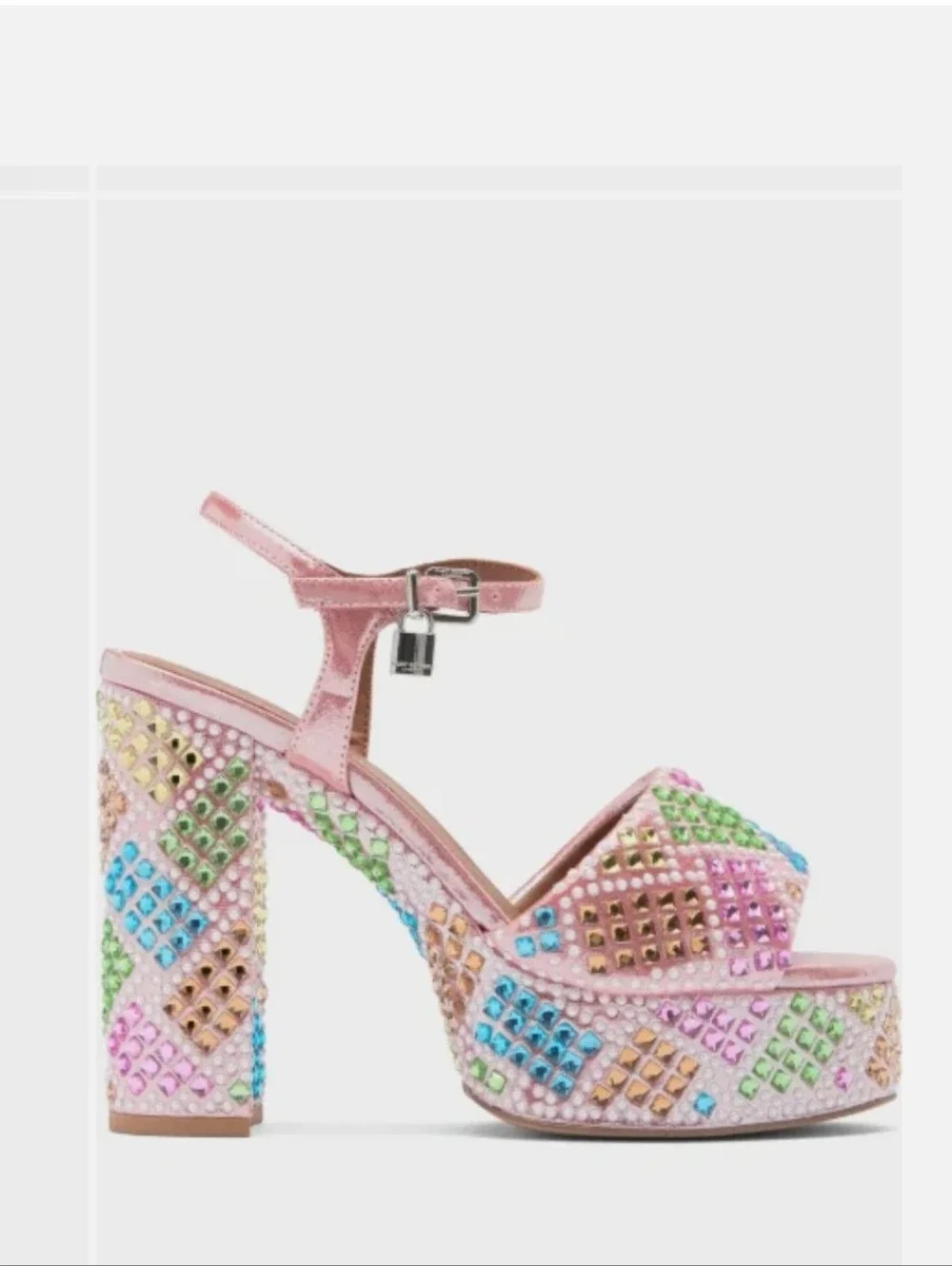 Kurt Geiger London Brixton Platform Heel Sandal Shoe Pink Embellished Sz 9.5